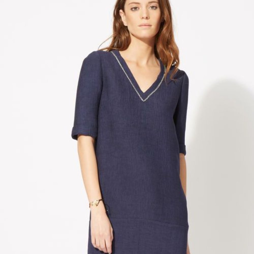Maje Risette Navy Shift Dress NWT 34 / X-SMALL